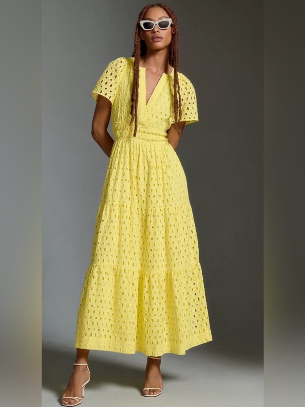 New Plus Size Anthropologie The Somerset Dress: Eyelet Edition Size 2X- Yellow